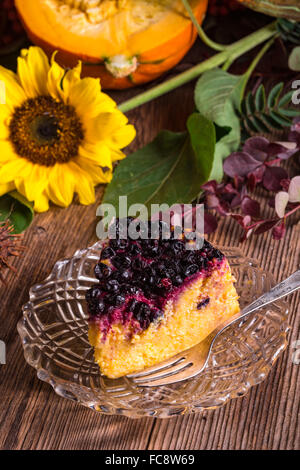 Autumn pumpkin cheesecake with cranberries Stock Photo