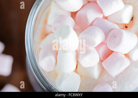 Pink and white marshmallows in hot chocolate Stock Photo