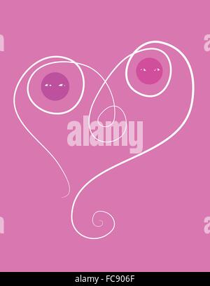 Couple in love bound together in a heart. Stock Vector