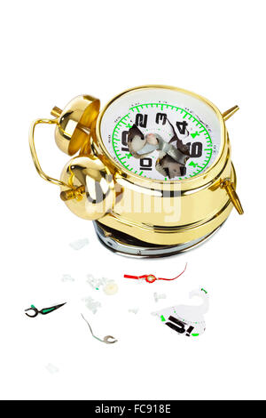 Broken alarm clock Stock Photo