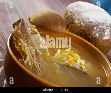 Pea soup with beef ribs Stock Photo