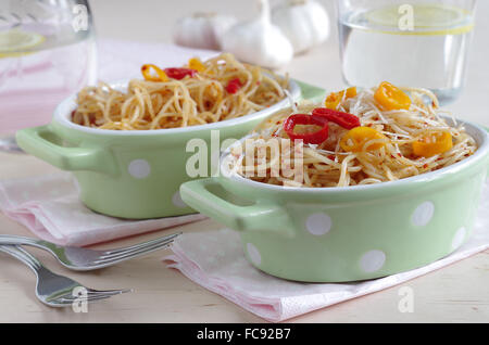 spaghetti aglio e olio e peperoncino Stock Photo