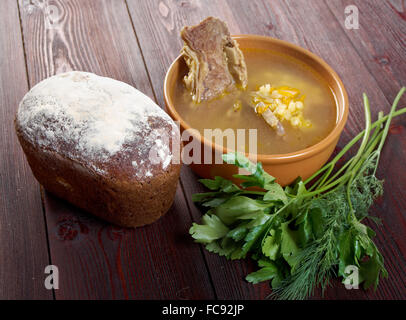 Pea soup with beef ribs Stock Photo