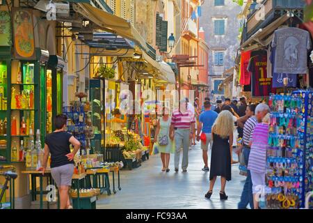 Shopping, Corfu Old Town, Corfu, The Ionian Islands, Greek Islands, Greece, Europe Stock Photo