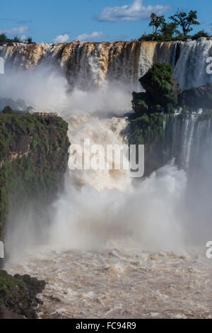 A view from the upper trail, Iguazu Falls National Park, UNESCO World Heritage Site, Misiones, Argentina, South America Stock Photo