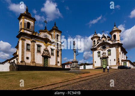 Church of Saint Francis of Assisi, Igreja de São Francisco de Assis, and the church Igreja Nossa Senhora do Carmo, Mariana Stock Photo