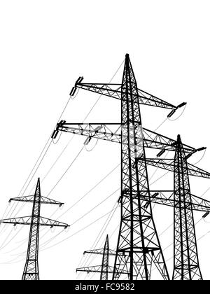 electric pylons isolated on white background Stock Photo