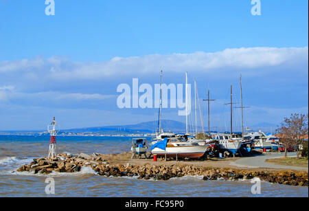 Traditional fishing boat in Greece Stock Photo