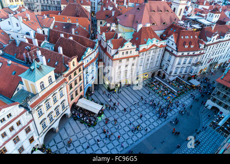 Looking down on Old Town Square, UNESCO World Heritage Site, Prague, Czech Republic, Europe Stock Photo