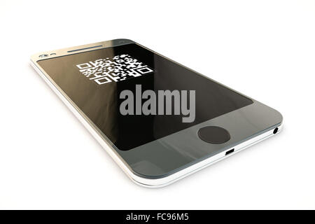 modern smartphone with qr code on screen Stock Photo