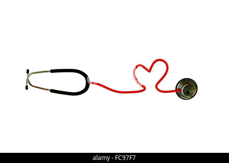 Stethoscope heart shaped isolated on white background Stock Photo - Alamy