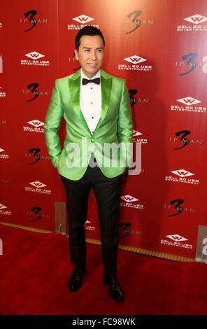 Los Angeles, USA. 20th Jan, 2016. Actor Donnie Yen poses for photos on the red carpet at the premiere of 'Ip Man 3' in West Hollywood, Los Angeles of California, the United States, Jan. 20, 2016. © Xu Yuanda/Xinhua/Alamy Live News Stock Photo