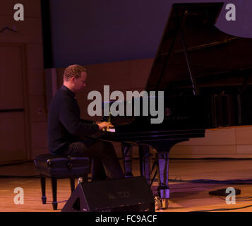 NEW YORK, NY - JANUARY 15, 2016: Craig Taborn  performs as part of New York City Winter Jazz Festival at the New School Tishman Auditorium sponsored by ECM Stock Photo