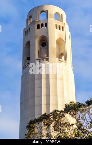 Coit Tower, aka the Lillian Coit Memorial Tower on Telegraph Hill neighborhood of San Francisco, California, United States of Am Stock Photo