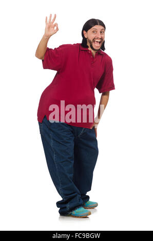 Overweight man isolated on the white Stock Photo
