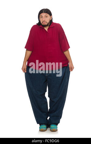 Overweight man isolated on the white Stock Photo
