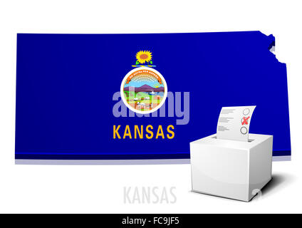 Ballotbox Map Kansas Stock Photo