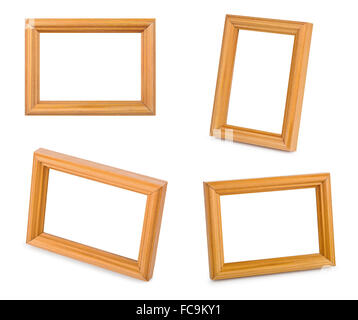 Set of vintage and wood frame isolated on white background Stock Photo ...