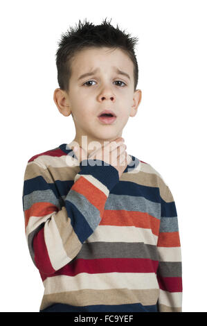 Child have sore throat sick Stock Photo