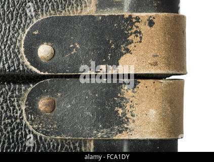 Rivets and leather parts from suitcase Stock Photo