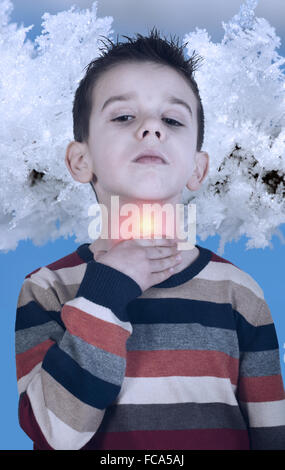 Child have sore throat sick Stock Photo