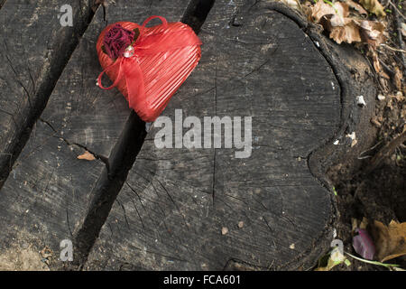 Red wrapped heart Stock Photo