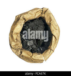 Natural charcoal in paper envelope Stock Photo