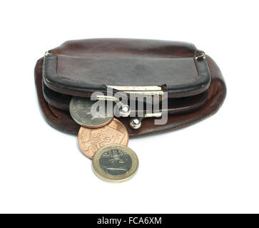 Old ladies brown leather purse Stock Photo