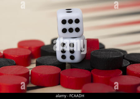 Backgammon and dices Stock Photo