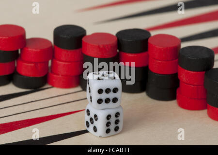 Backgammon and dices Stock Photo