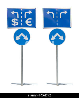 Crossroads Road Sign, Two Arrow. Stock Photo