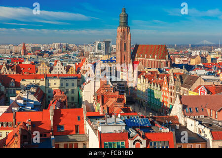 Aerial view of Wroclaw in the morning Stock Photo