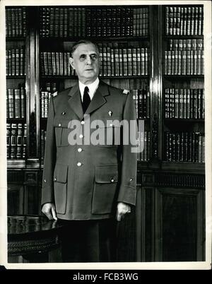 1959 - General De Gaulle. Charles Andre Joseph Marie de Gaulle (1890-1970) was a French general, resistant, writer and statesman. He was the leader of Free France (1940-44) and the head of the Provisional Government of the French Republic (1944-46). In 1958, he founded the Fifth Republic and was elected as the 18th President of France, until his resignation in 1969. He was the dominant figure of France during the Cold War era and his memory continues to influence French politics. © Keystone Pictures USA/ZUMAPRESS.com/Alamy Live News Stock Photo