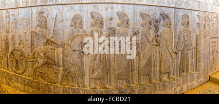 Relief in Persepolis panoramic Stock Photo