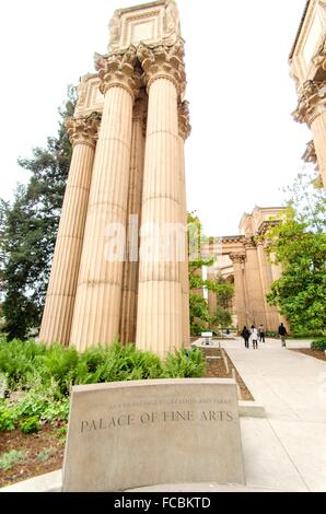 The entrance to the Palace of Fine Arts in San Francisco, California, United States of America. A colonnade roman greek architec Stock Photo