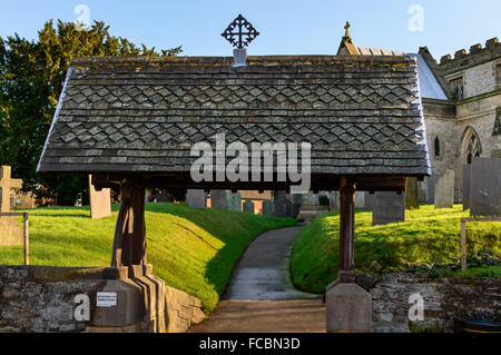 The lychgate standing at the main entrance to St Mary's church. In Wymeswold, England on 15th J Stock Photo