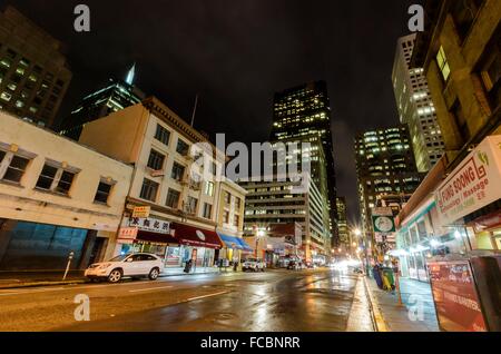 Night view of San Francisco Chinatown in northern California, United States of America. A view of the cityscape, city skyscraper Stock Photo