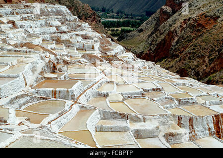 Salt pans, Salineras (salt mines), Cusco, Peru Stock Photo
