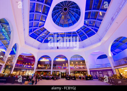 The inside of the refurbished Corn Exchange building located in Manchester City Centre. Stock Photo