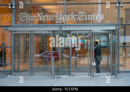 The New York Times building exterior sign office Stock Photo