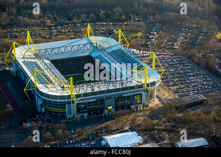 Aerial view, Revierderby at Signal Iduna Park, Borussia Dortmund vs. FC Schalke 04 ended 3: 0 in the Westfalenstadion Dortmund,