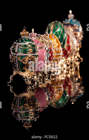Group Faberge eggs. Stock Photo