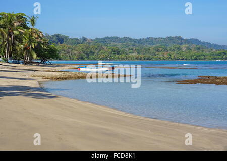 Peaceful beach on the Caribbean coast of Costa Rica, Puerto Viejo de Talamanca, Limon, Central America Stock Photo