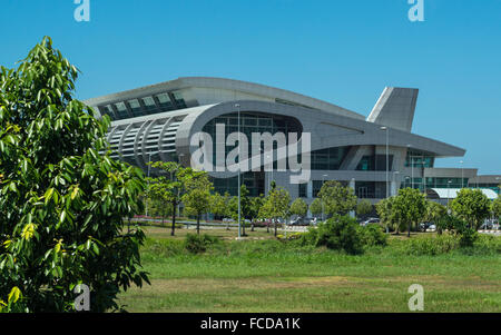 Landmark wing-shaped terminal building of KKIA Kota Kinabalu International Airport (IATA: BKI). Kota Kinabalu, Sabah, Malaysia. Stock Photo
