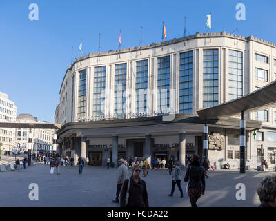 Bruxelles Central/Brussel Centraal, the main train station of Brussels, Belgium. Seen from Carrefour de l'Europe/Europakruispunt Stock Photo