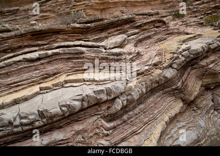 Eroded shale and limestone at Ernst Tinaja water pools, in Big Bend National Park. Stock Photo