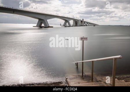 Netherlands, Zierikzee, The Zeeland Bridge. Oosterschelde estuary. Schouwen-Duiveland and Noord-Beveland. Long exposure