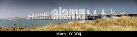 The Netherlands, Kamperland, Oosterschelde Flood Barrier. Part of the Delta Works. Panoramic view Stock Photo