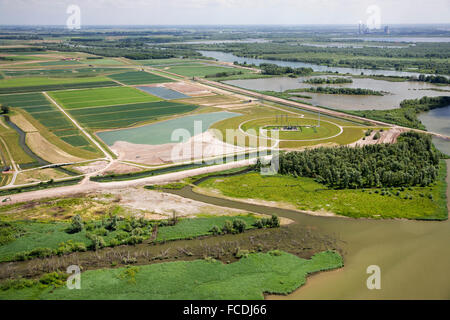 Netherlands, Werkendam, Biesbosch National Park. Fresh water tidal area. Aerial Stock Photo