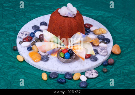 Cupcake with Easter decorations Stock Photo